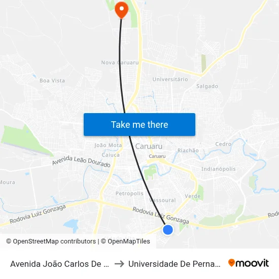 Avenida João Carlos De Lira Lins 410 to Universidade De Pernambuco - UPE map