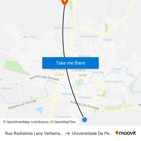 Rua Radialista Leny Verbena Queiroga Barros 204 to Universidade De Pernambuco - UPE map