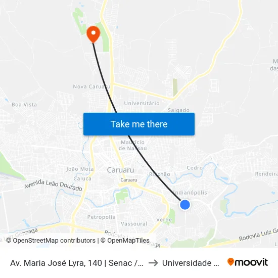 Av. Maria José Lyra, 140 | Senac / Centro De Convenções Djalma Farias Cintra to Universidade De Pernambuco - UPE map