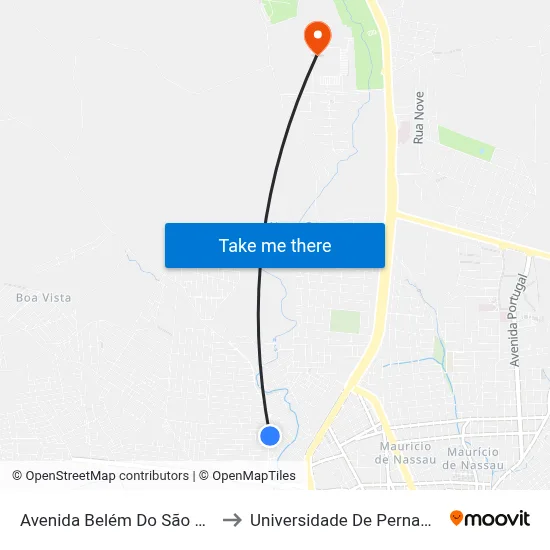 Avenida Belém Do São Francisco 77 to Universidade De Pernambuco - UPE map