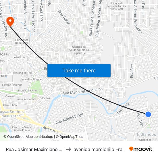 Rua Josimar Maximiano Da Silva, 76-142 to avenida marcionilo Francisco da Silva map