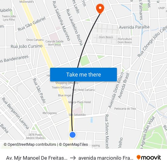 Av. Mjr Manoel De Freitas | Pharmaderme to avenida marcionilo Francisco da Silva map