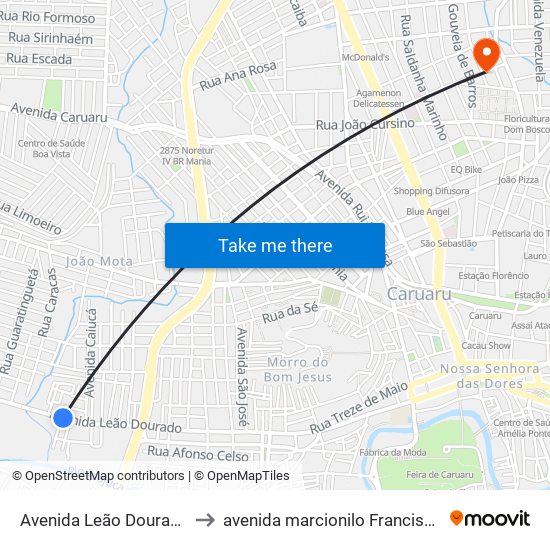 Avenida Leão Dourado, 680b to avenida marcionilo Francisco da Silva map