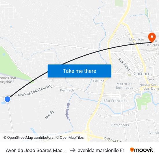 Avenida Joao Soares Machado Dist Indust, 21 to avenida marcionilo Francisco da Silva map