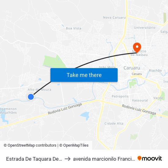 Estrada De Taquara De Baixo, 197 to avenida marcionilo Francisco da Silva map