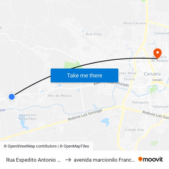 Rua Expedito Antonio Silva, 14000 to avenida marcionilo Francisco da Silva map