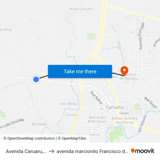 Avenida Caruaru, 407 to avenida marcionilo Francisco da Silva map