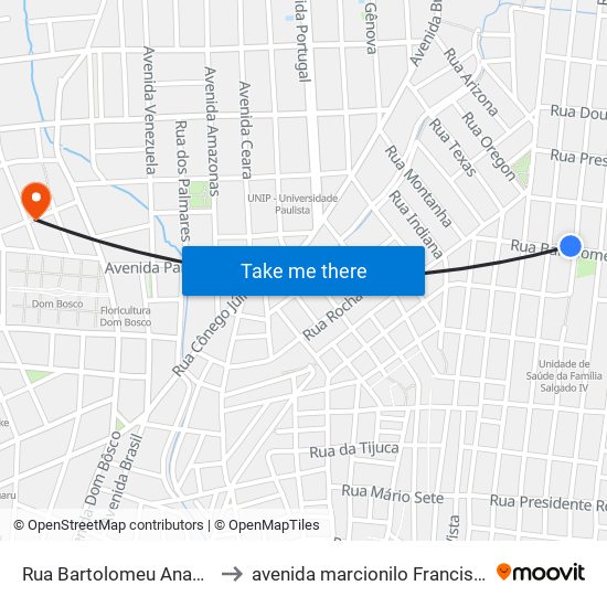 Rua Bartolomeu Anacleto, 515 to avenida marcionilo Francisco da Silva map