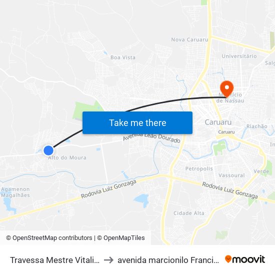 Travessa Mestre Vitalino Tc, 457 to avenida marcionilo Francisco da Silva map