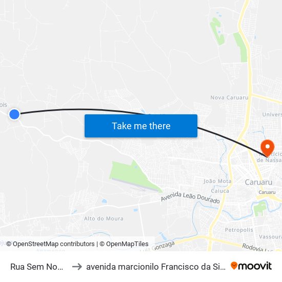 Rua Sem Nome to avenida marcionilo Francisco da Silva map