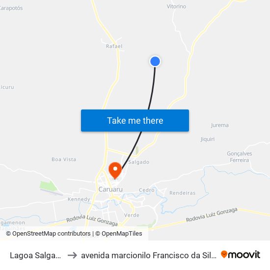 Lagoa Salgada to avenida marcionilo Francisco da Silva map