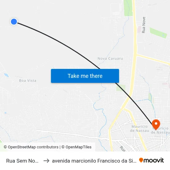 Rua Sem Nome to avenida marcionilo Francisco da Silva map
