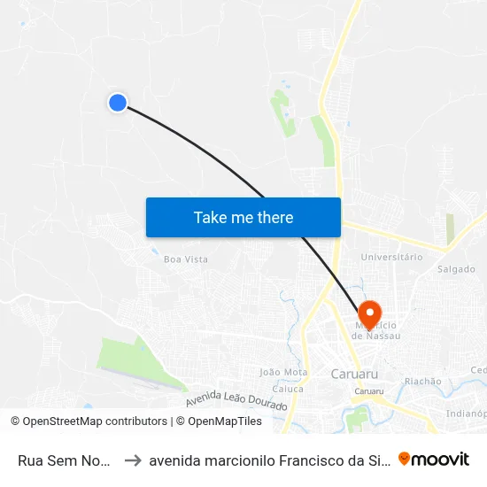 Rua Sem Nome to avenida marcionilo Francisco da Silva map