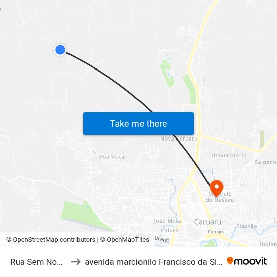 Rua Sem Nome to avenida marcionilo Francisco da Silva map