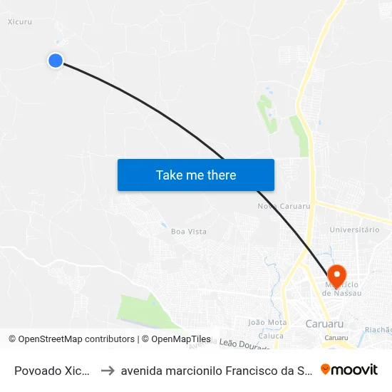 Povoado Xicuru to avenida marcionilo Francisco da Silva map