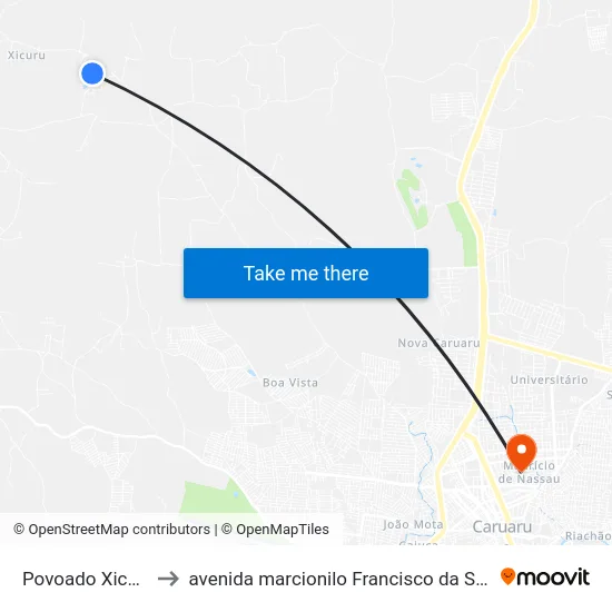 Povoado Xicuru to avenida marcionilo Francisco da Silva map