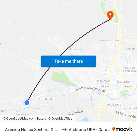 Avenida Nossa Senhora Gracas, 515 to Auditório UPE - Caruaru, PE map