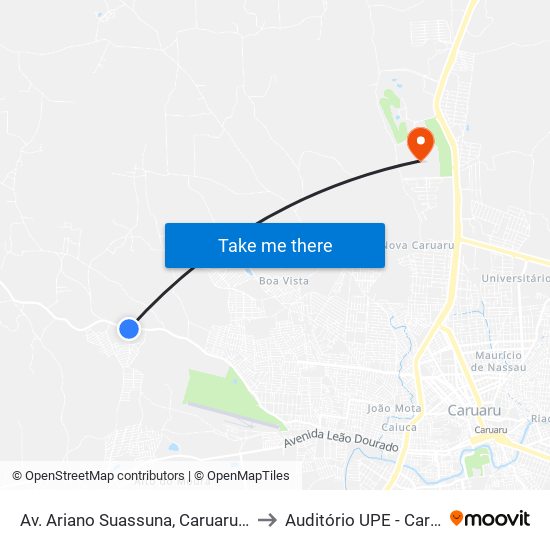 Av. Ariano Suassuna, Caruaru - Pe, Brasil to Auditório UPE - Caruaru, PE map