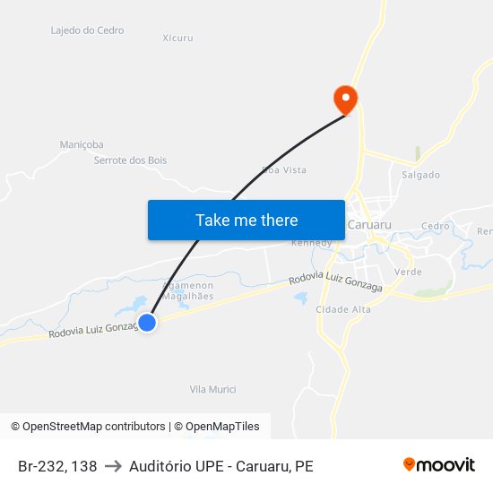 Br-232, 138 to Auditório UPE - Caruaru, PE map