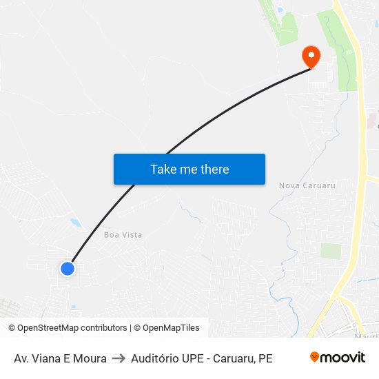 Av. Viana E Moura to Auditório UPE - Caruaru, PE map