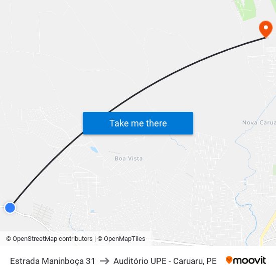 Estrada Maninboça 31 to Auditório UPE - Caruaru, PE map