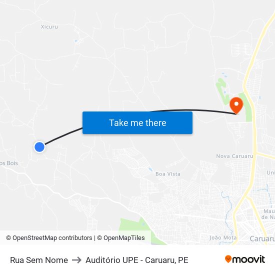 Rua Sem Nome to Auditório UPE - Caruaru, PE map