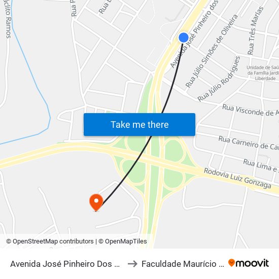 Avenida José Pinheiro Dos Santos | Terminal Rodoviário De Caruaru to Faculdade Maurício de Nassau - Unidade Caruaru map