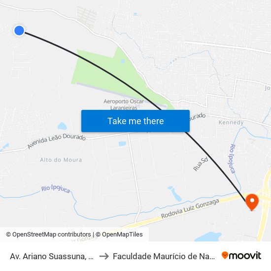 Av. Ariano Suassuna, Caruaru - Pe, Brasil to Faculdade Maurício de Nassau - Unidade Caruaru map