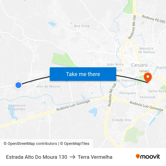 Estrada Alto Do Moura 130 to Terra Vermelha map