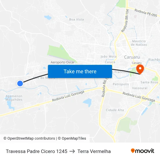Travessa Padre Cicero 1245 to Terra Vermelha map