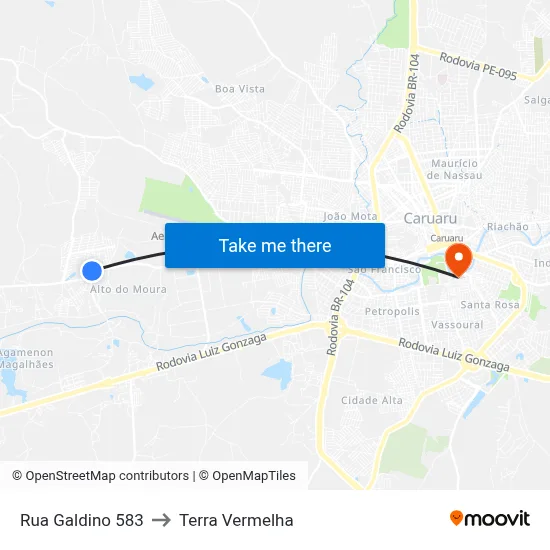 Rua Galdino 583 to Terra Vermelha map