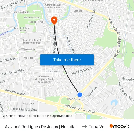 Av. José Rodrigues De Jesus | Hospital Da Mulher Do Agreste to Terra Vermelha map