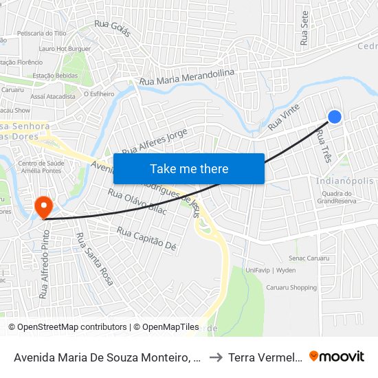 Avenida Maria De Souza Monteiro, 477 to Terra Vermelha map