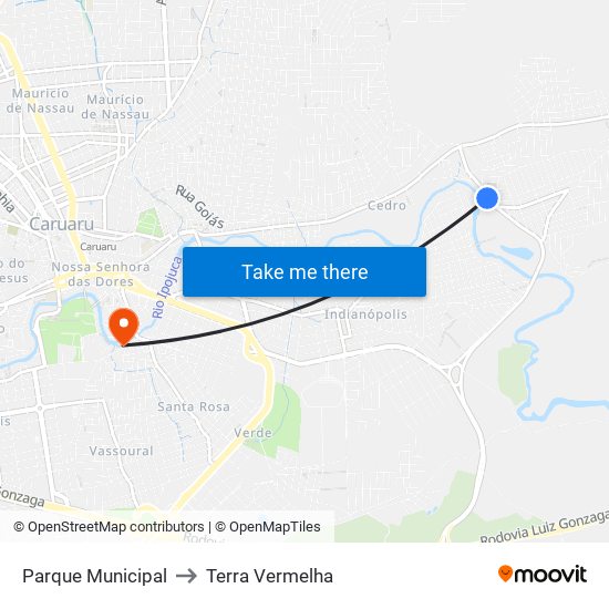 Parque Municipal to Terra Vermelha map