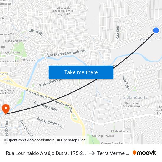 Rua Lourinaldo Araújo Dutra, 175-299 to Terra Vermelha map