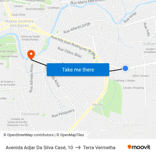 Avenida Adjar Da Silva Casé, 10 to Terra Vermelha map