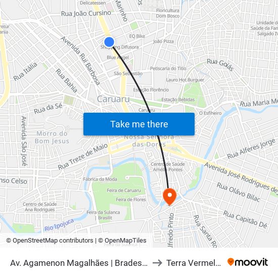 Av. Agamenon Magalhães | Bradesco to Terra Vermelha map