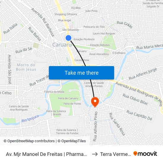 Av. Mjr Manoel De Freitas | Pharmaderme to Terra Vermelha map