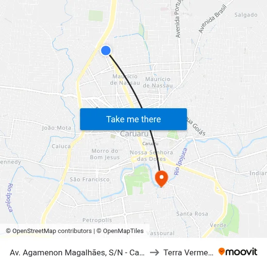 Av. Agamenon Magalhães, S/N - Caruaru to Terra Vermelha map