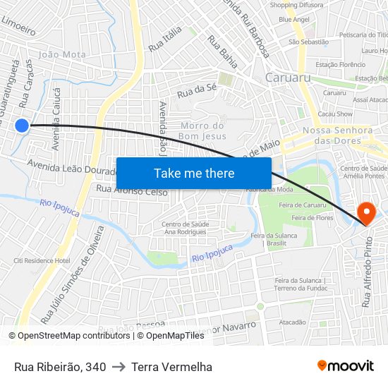 Rua Ribeirão, 340 to Terra Vermelha map