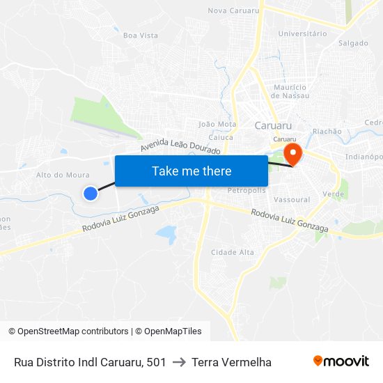 Rua Distrito Indl Caruaru, 501 to Terra Vermelha map