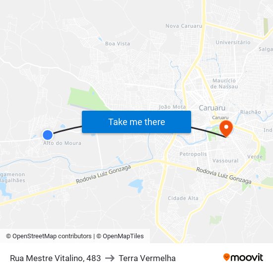Rua Mestre Vitalino, 483 to Terra Vermelha map