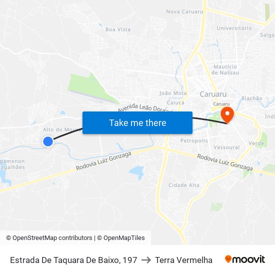 Estrada De Taquara De Baixo, 197 to Terra Vermelha map