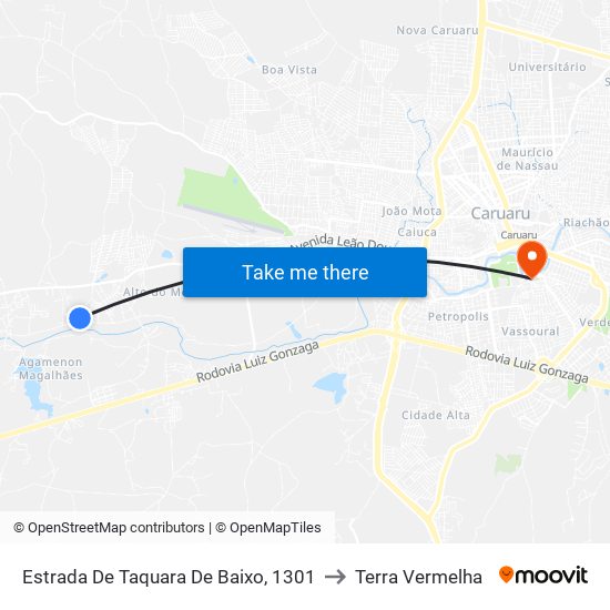 Estrada De Taquara De Baixo, 1301 to Terra Vermelha map