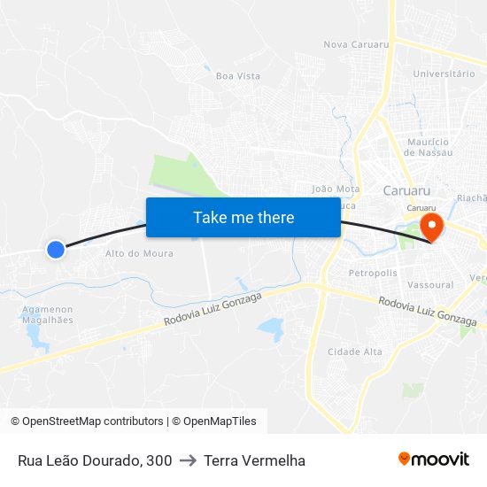 Rua Leão Dourado, 300 to Terra Vermelha map