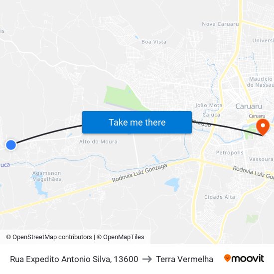 Rua Expedito Antonio Silva, 13600 to Terra Vermelha map
