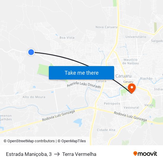 Estrada Maniçoba, 3 to Terra Vermelha map