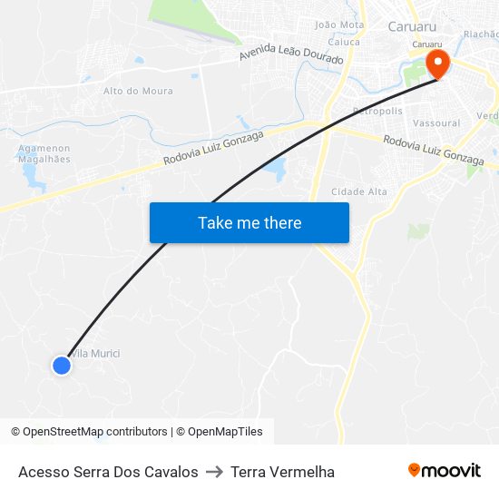 Acesso Serra Dos Cavalos to Terra Vermelha map