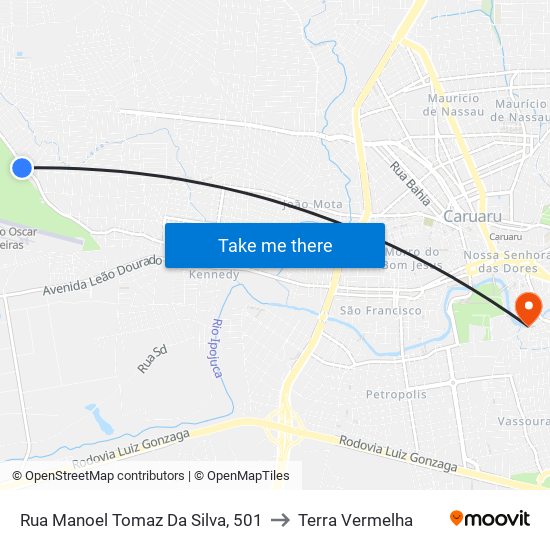 Rua Manoel Tomaz Da Silva, 501 to Terra Vermelha map