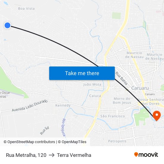 Rua Metralha, 120 to Terra Vermelha map